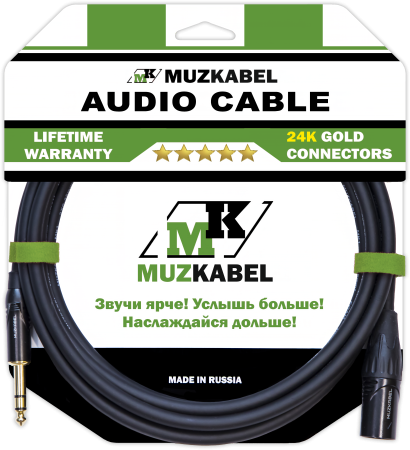 Аудио кабель MUZKABEL BXRMK3 - 2 метра, XLR (папа) - JACK (стерео)