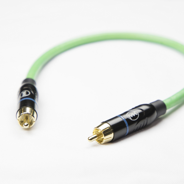 Патч-кабель MUZKABEL SRCIK2P - 0.1 метра, RCA – RCA (Синее кольцо)