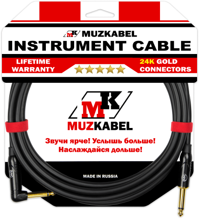 Гитарный кабель MUZKABEL JFNIK4B(R) - 1,5 метра, JACK - JACK (Угловой)